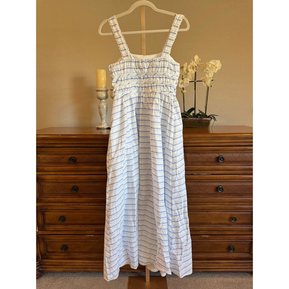 Altar’d State Blue Stripe Smocked Maxi Dress NWT Small - Picture 2 of 6